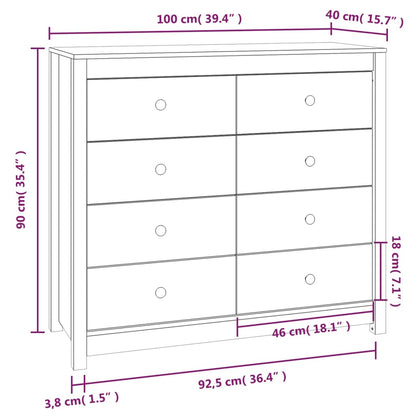 Side Cabinet Honey Brown 100x40x90 cm Solid Wood Pine