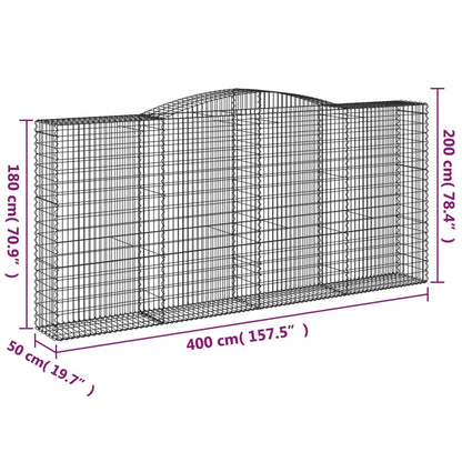 Arched Gabion Baskets 3 pcs 400x50x180/200 cm Galvanised Iron