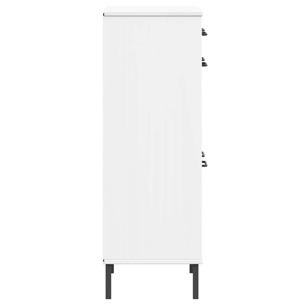 Shoe Rack with Metal Legs White Solid Wood Pine OSLO