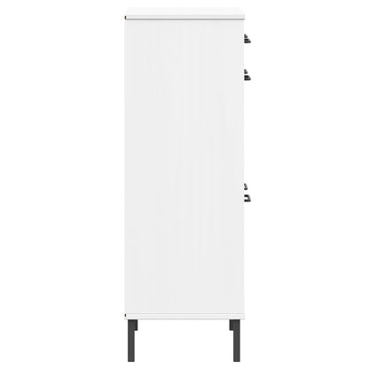 Shoe Rack with Metal Legs White Solid Wood Pine OSLO