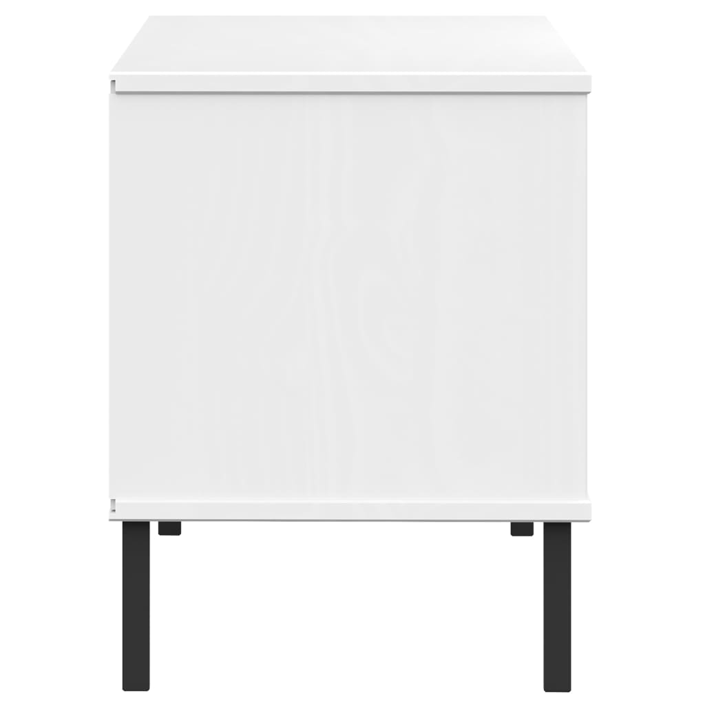 Shoe Rack with Metal Legs White 106x35x45 cm Solid Wood OSLO