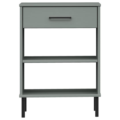 Console Cabinet with Metal Legs Grey Solid Wood Pine OSLO