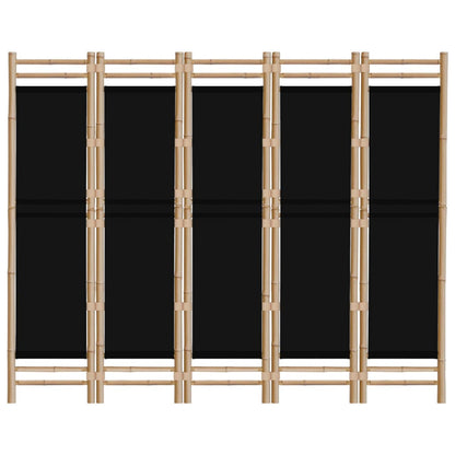 Folding 5-Panel Room Divider 200 cm Bamboo and Canvas