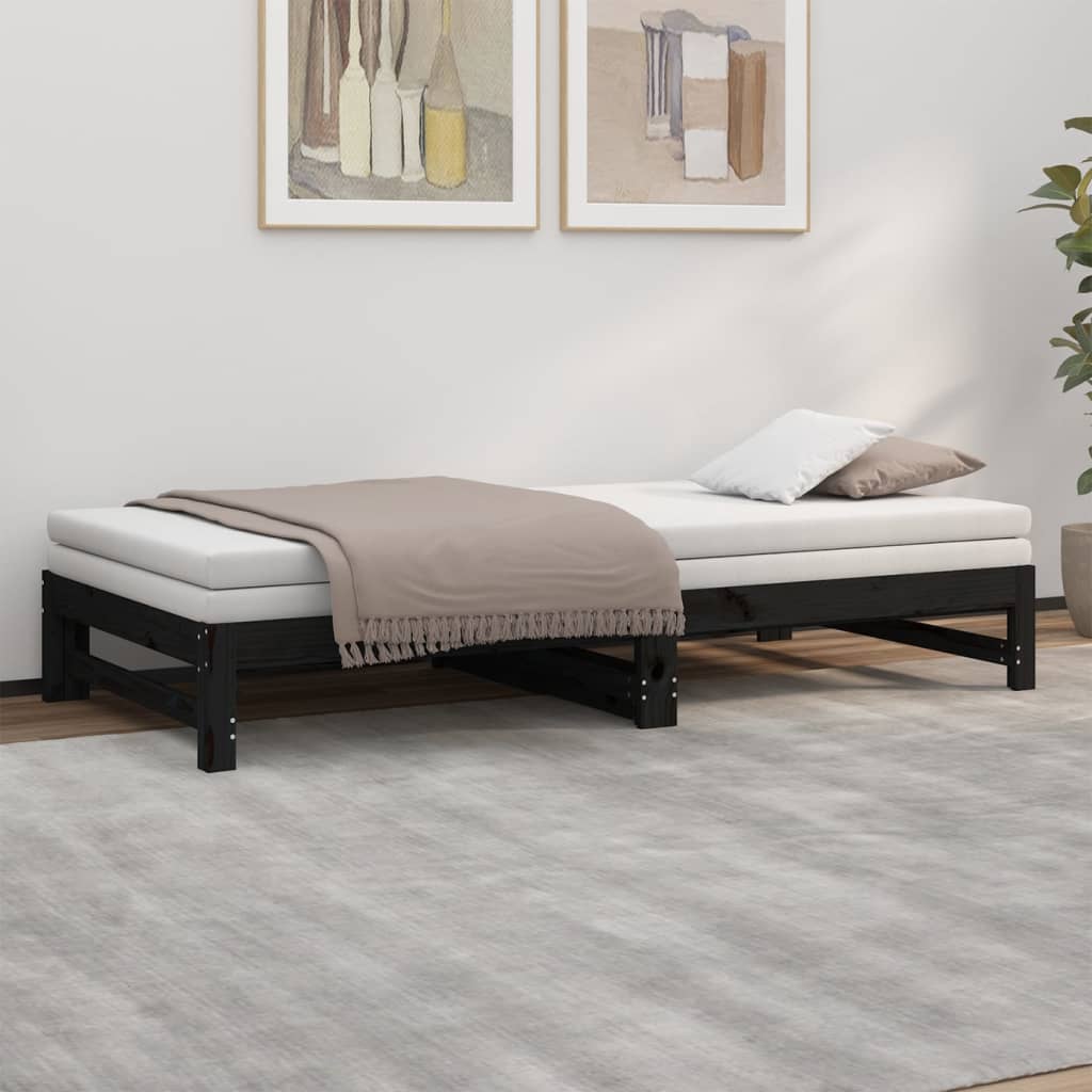 Pull-out Day Bed without Mattress Black 2x(100x200) cm