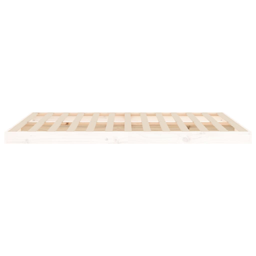 Bed Frame without Mattress White 135x190 cm Double  Solid Wood Pine