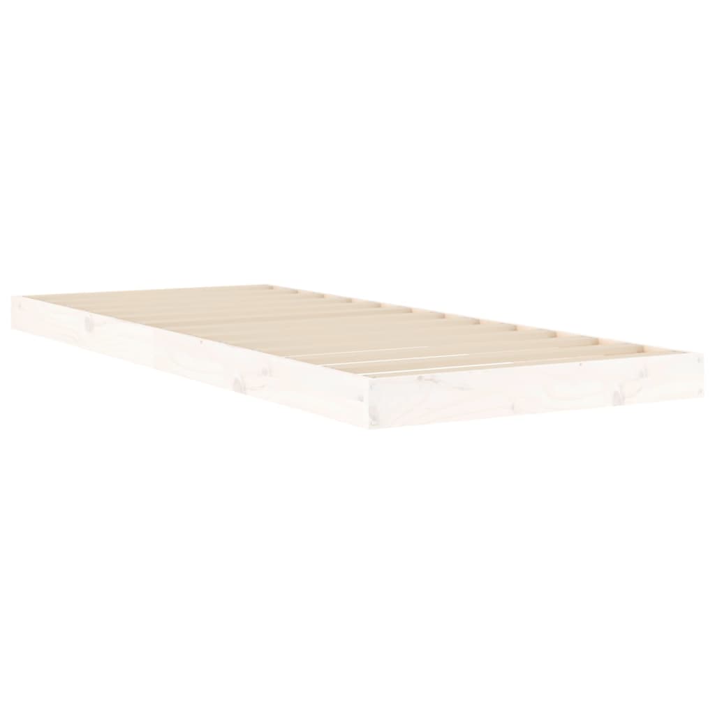 Bed Frame without Mattress White 75x190 cm Small Single  Solid Wood Pine