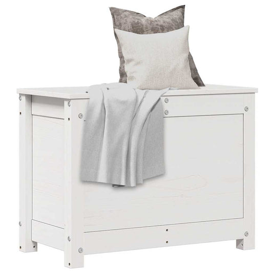 Storage Box White 60x32x45.5 cm Solid Wood Pine