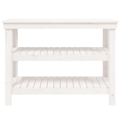 Work Bench White 110.5x50x80 cm Solid Wood Pine