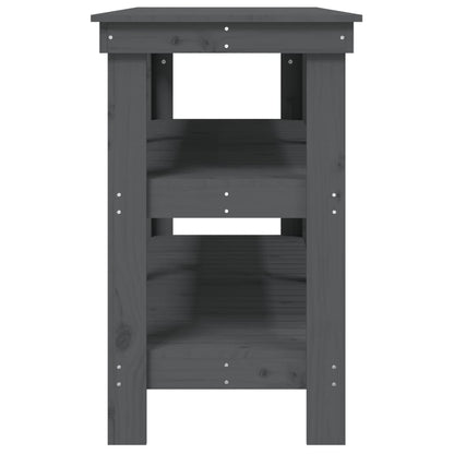 Work Bench Grey 142.5x50x80 cm Solid Wood Pine