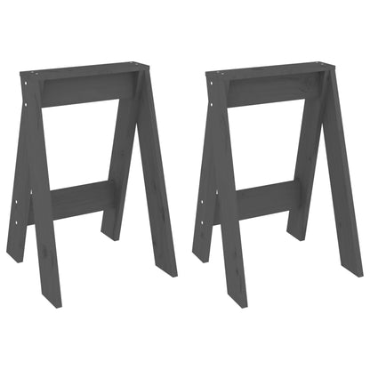 Stools 2 pcs Grey 40x40x60 cm Solid Wood Pine