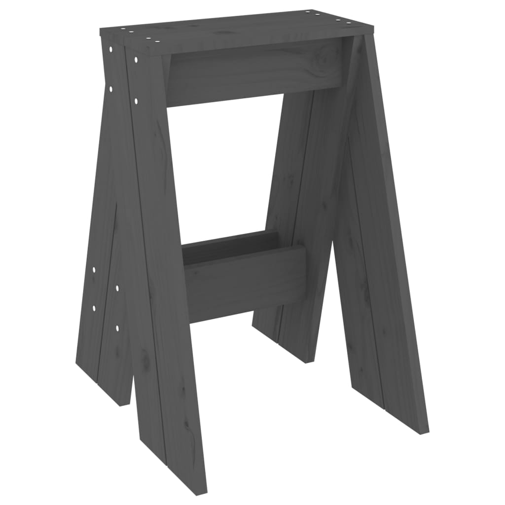 Stools 2 pcs Grey 40x40x60 cm Solid Wood Pine