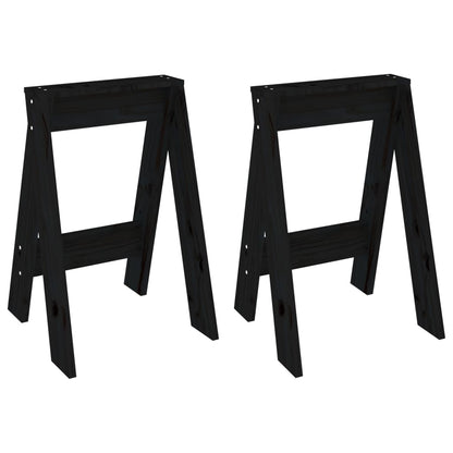 Stools 2 pcs Black 40x40x60 cm Solid Wood Pine