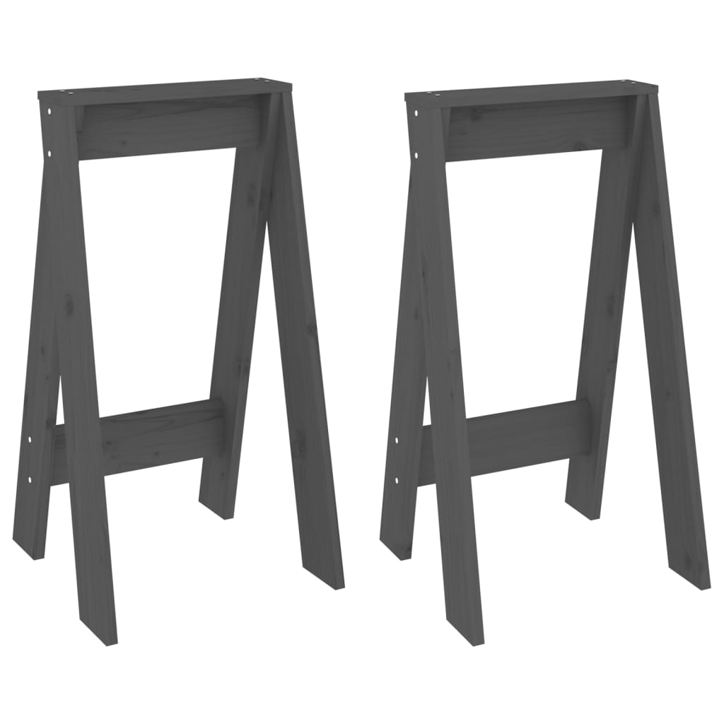 Stools 2 pcs Grey 40x40x75 cm Solid Wood Pine