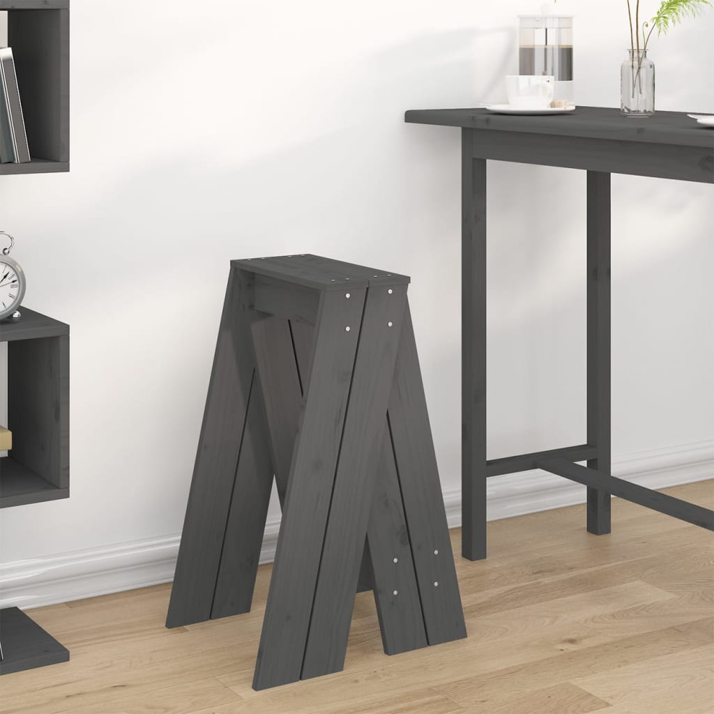 Stools 2 pcs Grey 40x40x75 cm Solid Wood Pine