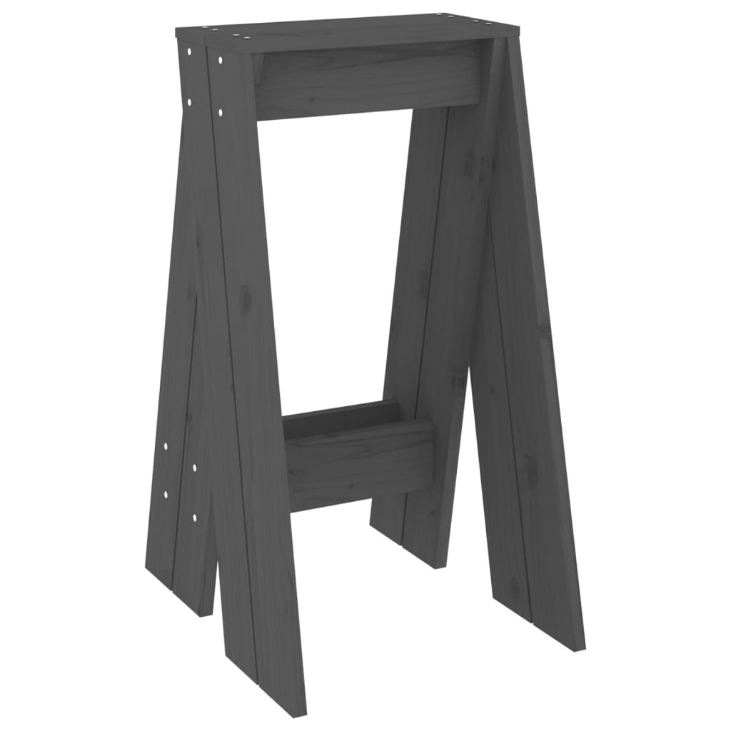 Stools 2 pcs Grey 40x40x75 cm Solid Wood Pine