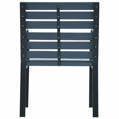 Garden Chairs 2 pcs Grey Solid Wood Fir and Powder-coated Steel