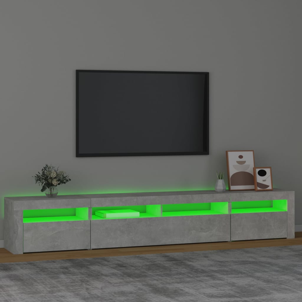 TV Cabinet with LED Lights Concrete Grey 240x35x40 cm