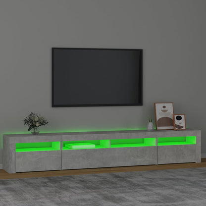 TV Cabinet with LED Lights Concrete Grey 240x35x40 cm