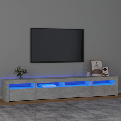 TV Cabinet with LED Lights Concrete Grey 240x35x40 cm