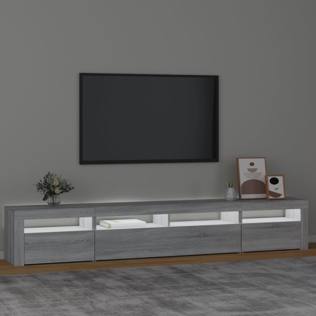 TV Cabinet with LED Lights Grey Sonoma 240x35x40 cm