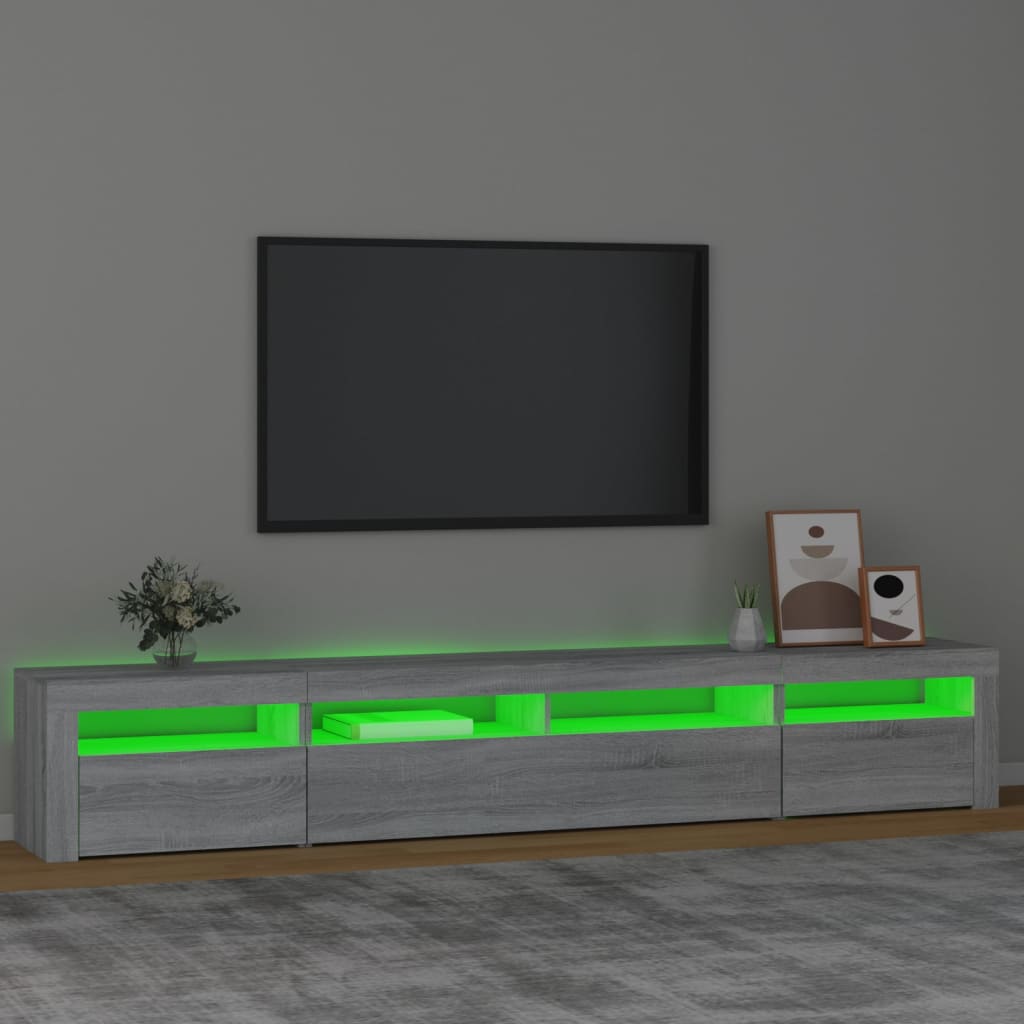TV Cabinet with LED Lights Grey Sonoma 240x35x40 cm