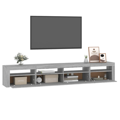 TV Cabinet with LED Lights Grey Sonoma 240x35x40 cm