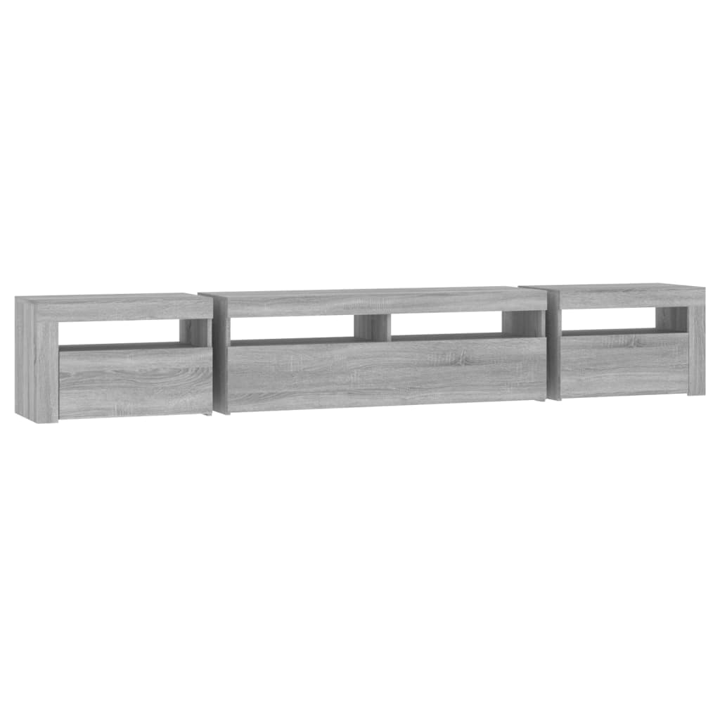 TV Cabinet with LED Lights Grey Sonoma 240x35x40 cm