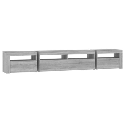 TV Cabinet with LED Lights Grey Sonoma 240x35x40 cm