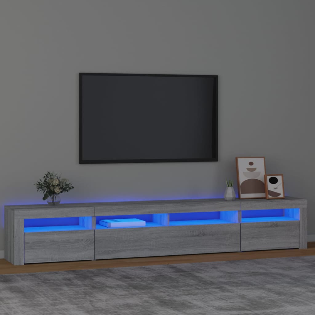 TV Cabinet with LED Lights Grey Sonoma 240x35x40 cm