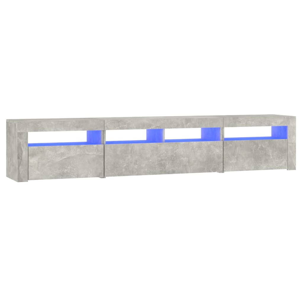 TV Cabinet with LED Lights Concrete Grey 210x35x40 cm