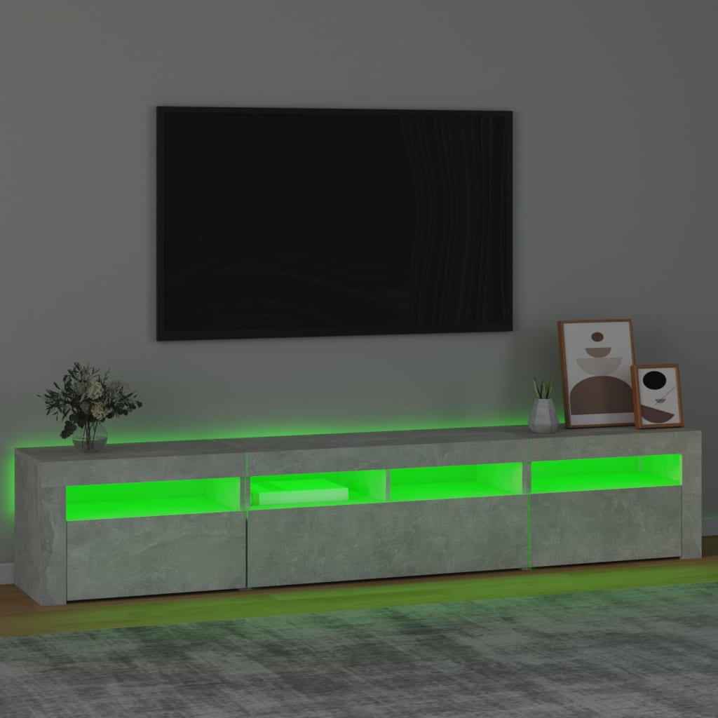 TV Cabinet with LED Lights Concrete Grey 210x35x40 cm