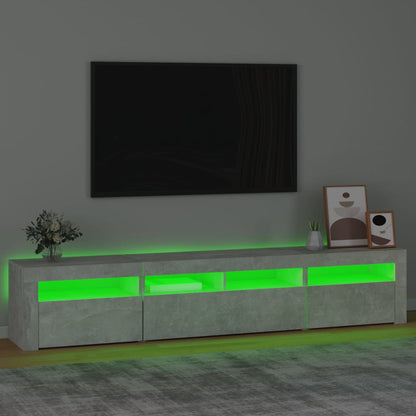 TV Cabinet with LED Lights Concrete Grey 210x35x40 cm