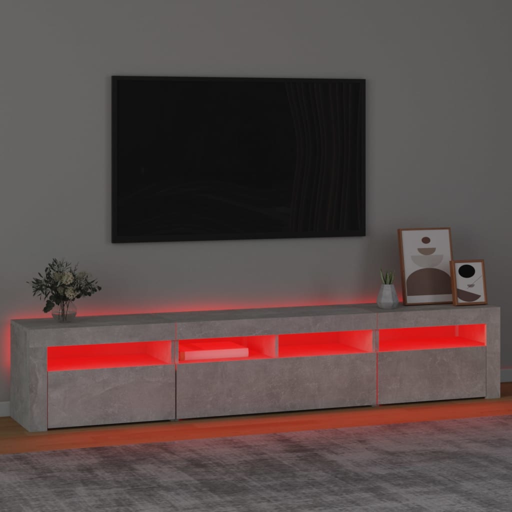 TV Cabinet with LED Lights Concrete Grey 210x35x40 cm