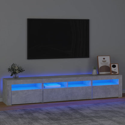 TV Cabinet with LED Lights Concrete Grey 210x35x40 cm