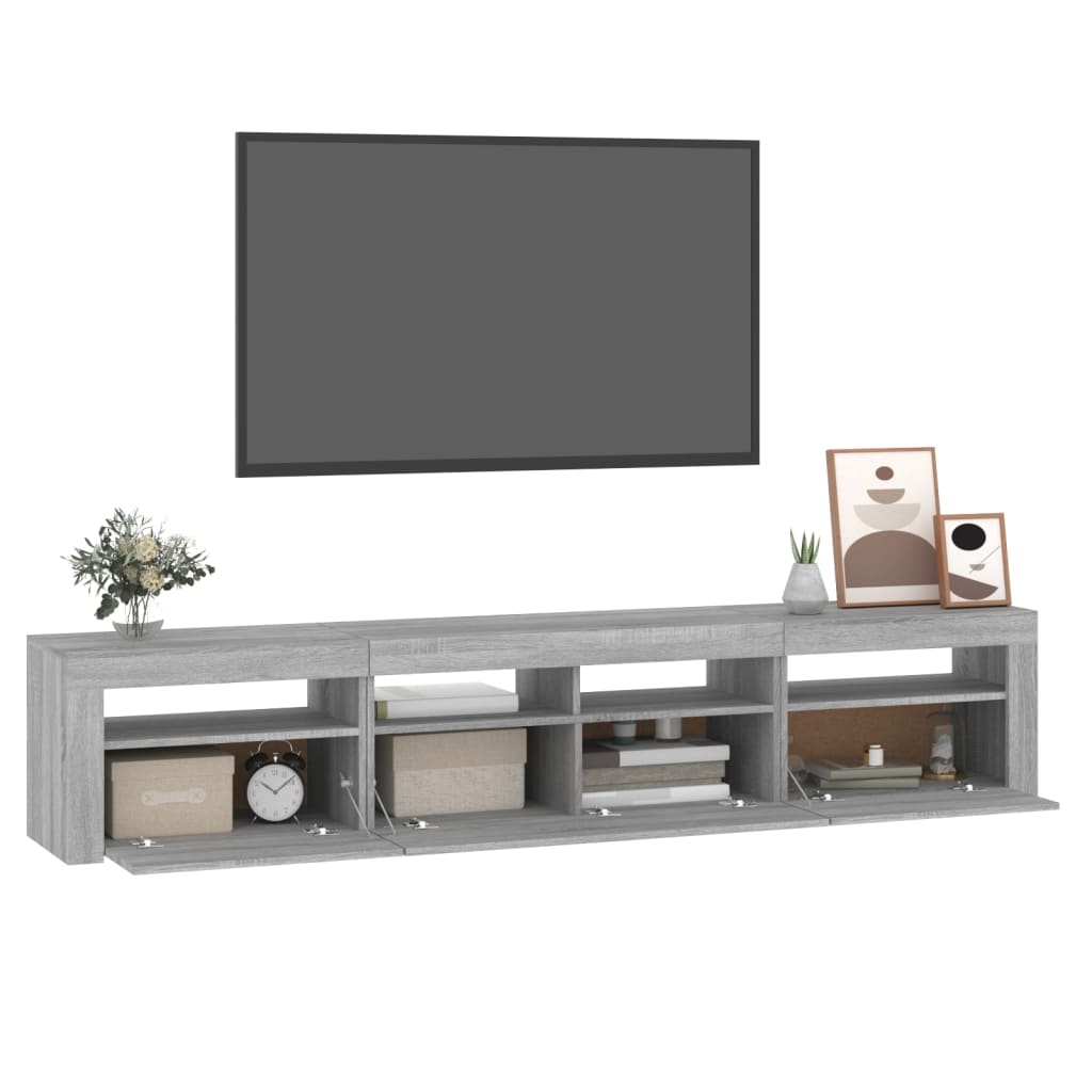TV Cabinet with LED Lights Grey Sonoma 210x35x40 cm