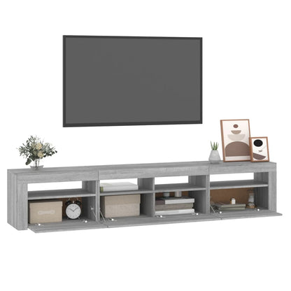 TV Cabinet with LED Lights Grey Sonoma 210x35x40 cm