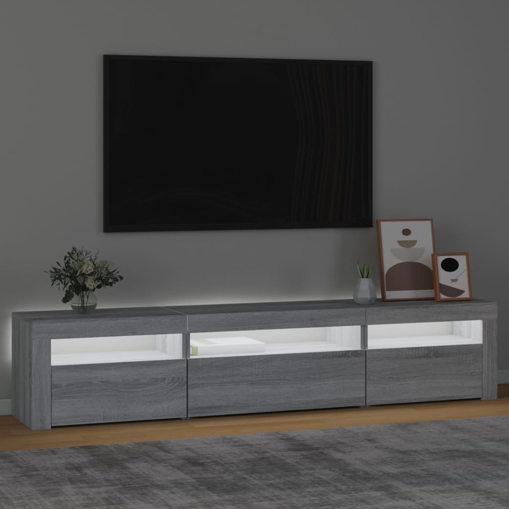 TV Cabinet with LED Lights Grey Sonoma 195x35x40 cm
