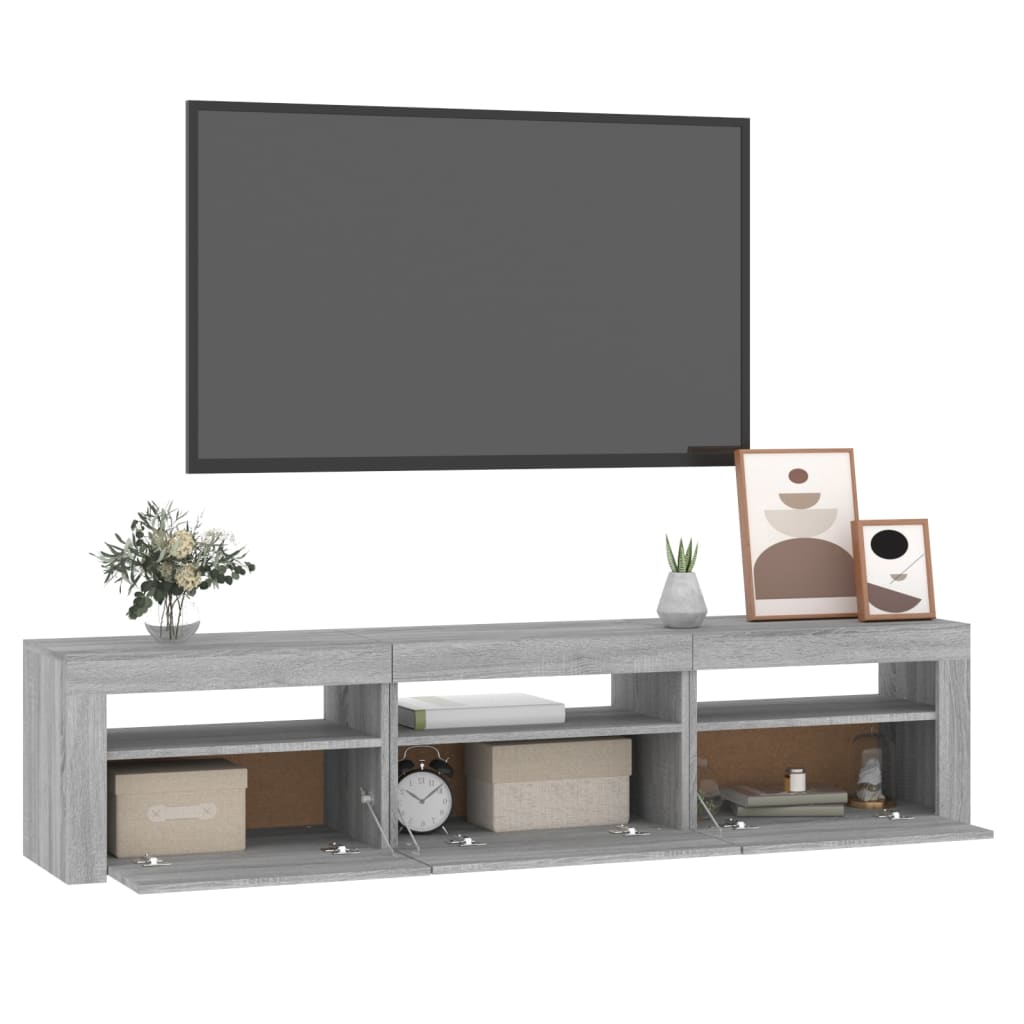 TV Cabinet with LED Lights Grey Sonoma 180x35x40 cm