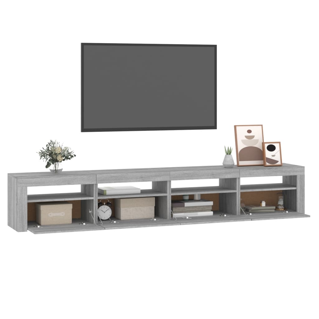 TV Cabinet with LED Lights Grey Sonoma 240x35x40 cm