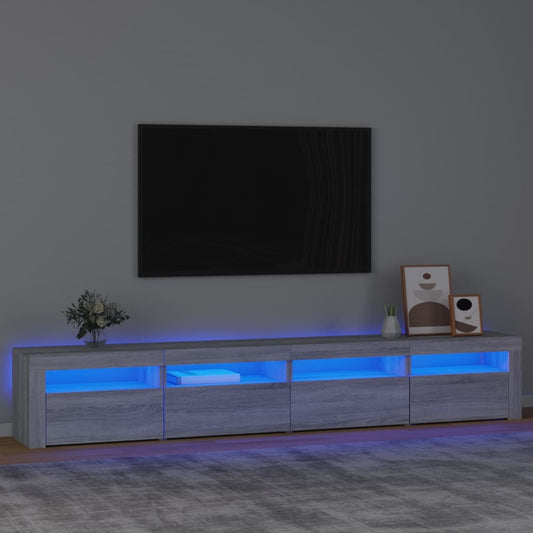 TV Cabinet with LED Lights Grey Sonoma 240x35x40 cm