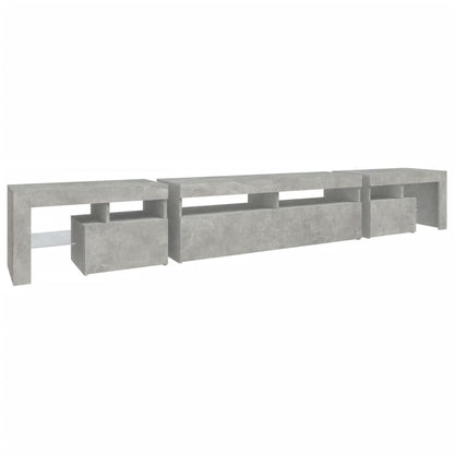 TV Cabinet with LED Lights Concrete Grey 260x36.5x40 cm