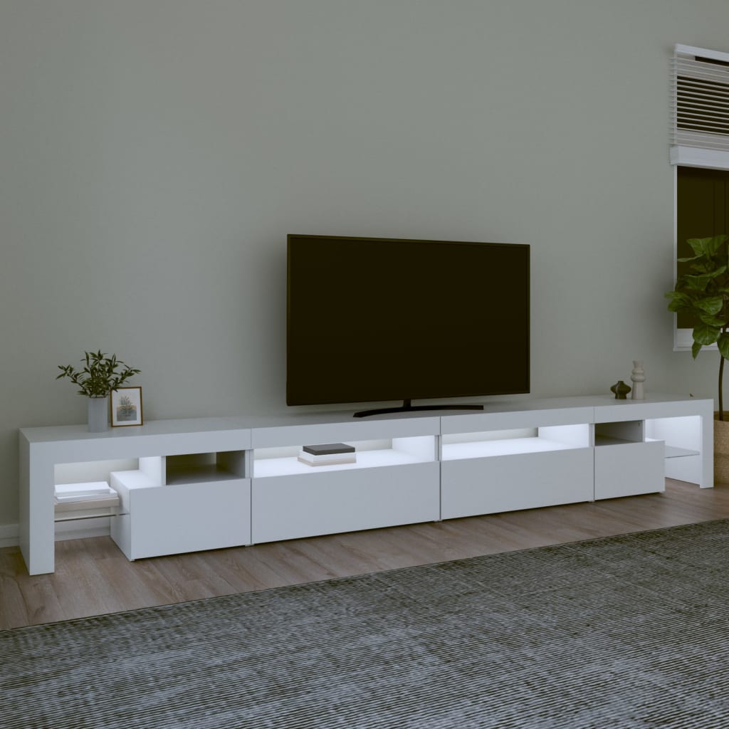 TV Cabinet with LED Lights White 290x36.5x40 cm