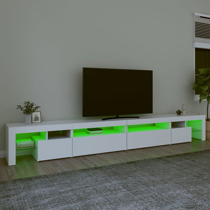 TV Cabinet with LED Lights White 290x36.5x40 cm