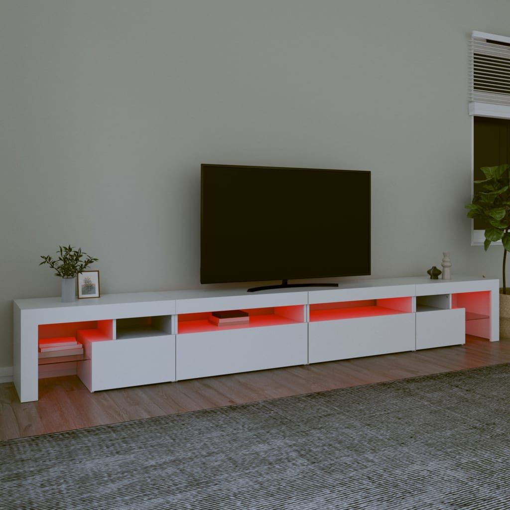 TV Cabinet with LED Lights White 290x36.5x40 cm