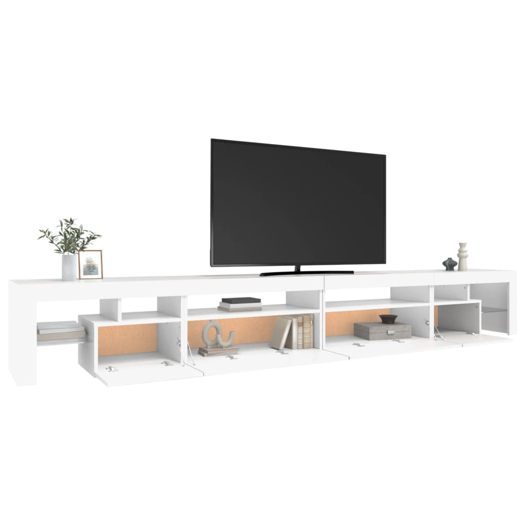 TV Cabinet with LED Lights White 290x36.5x40 cm