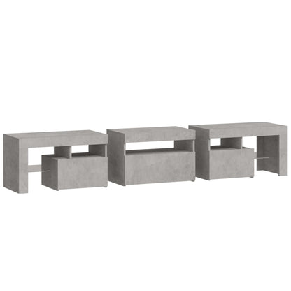 TV Cabinet with LED Lights Concrete Grey 200x36.5x40 cm