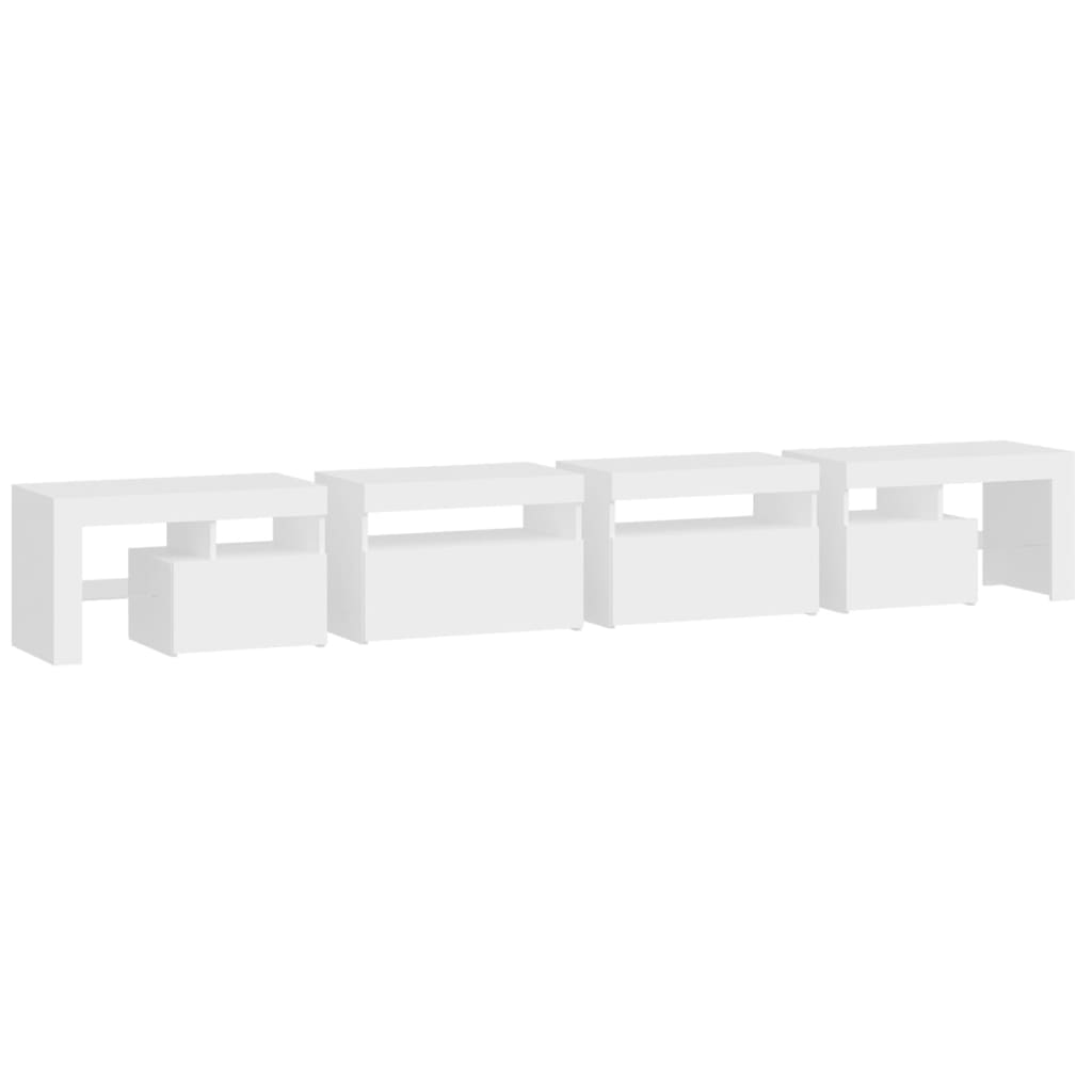 TV Cabinet with LED Lights White 260x36.5x40 cm