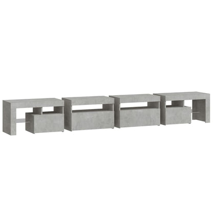 TV Cabinet with LED Lights Concrete Grey 260x36.5x40 cm