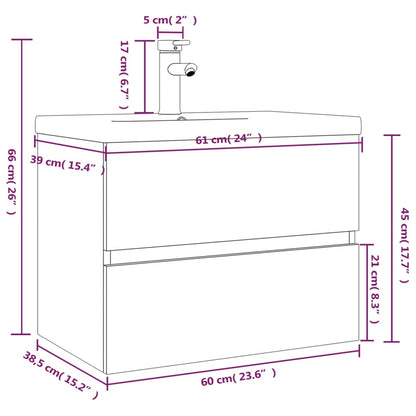 Sink Cabinet with Built-in Basin Grey Sonoma Engineered Wood