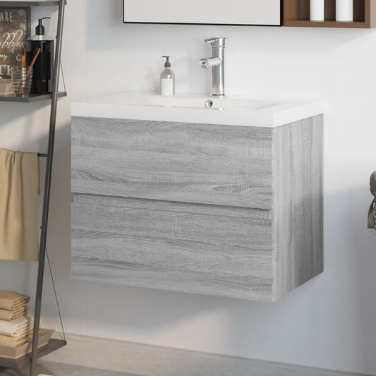 Sink Cabinet with Built-in Basin Grey Sonoma Engineered Wood